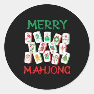 Aquarell-Weihnachten-Mahjong-Kacheln Chinesisches  Runder Aufkleber