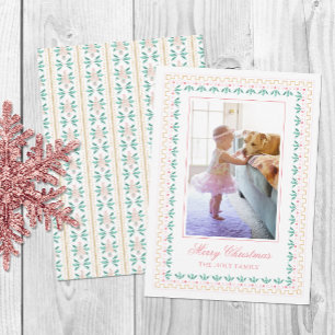 Aquarell-Weihnachten Rosa Grandmillennial Foto Feiertagskarte