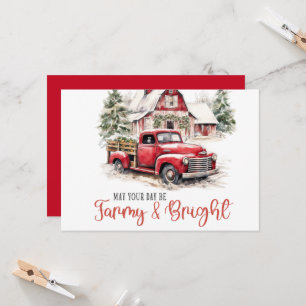 Aquarell-Weihnachten Vintage-LKW und Scheune Einladung