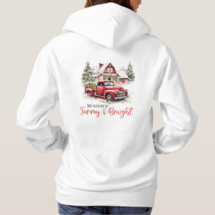 Aquarell-Weihnachten Vintage-LKW und Scheune Hoodie