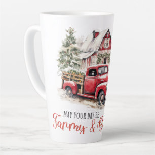 Aquarell-Weihnachten Vintage-LKW und Scheune Milchtasse