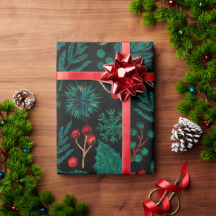 Aquarell-Weihnachts-Blumenmuster-Geschenkpapier Geschenkpapier