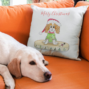Aquarell Weihnachts Cavalier King Charles Spaniel  Kissen