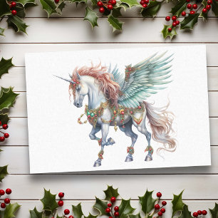Aquarell-Weihnachts-Einhorn Pegasus Seidenpapier