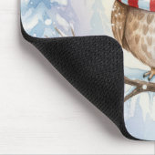 Aquarell-Weihnachts-Eule mit Santa-Hut Mousepad (Ecke)