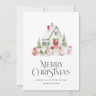Aquarell-Weihnachts-Feiertags-Umzugsankündigung Feiertagskarte