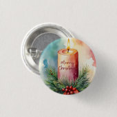 Aquarell-Weihnachts-Festkerzen-Illustration Button (Vorne & Hinten)