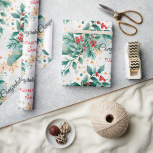 Aquarell-Weihnachts-Hochzeits-Geschenkpapier Geschenkpapier
