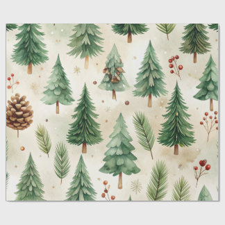 Aquarell-Weihnachts-Kiefern-Nahtlos Geschenkpapier