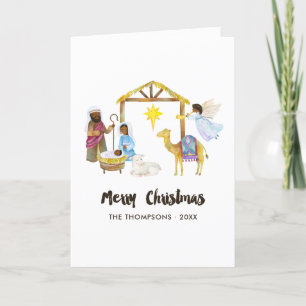 Aquarell-Weihnachts-Nativitätsfoto Feiertagskarte
