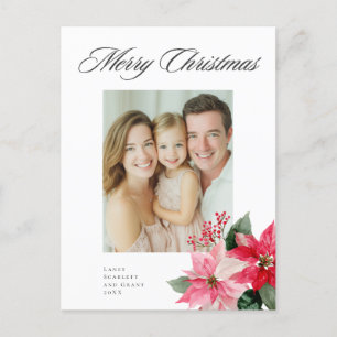 Aquarell-Weihnachts-Poinsettien-Design Feiertagspostkarte