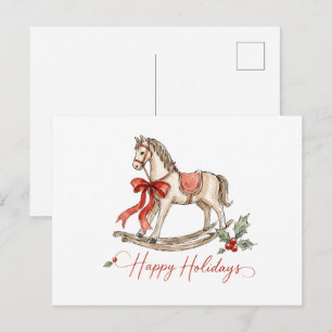 Aquarell-Weihnachts-Schaukelpferd Postkarte