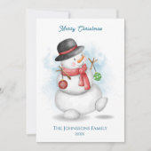 Aquarell-Weihnachts-Schneemann Einladung (Vorderseite)