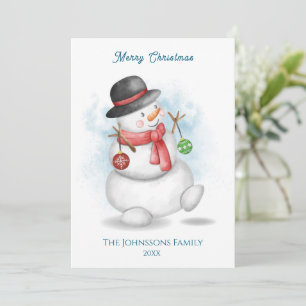 Aquarell-Weihnachts-Schneemann Einladung