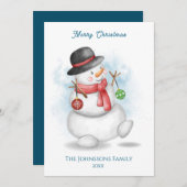 Aquarell-Weihnachts-Schneemann Einladung (Vorne/Hinten)