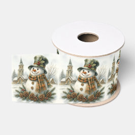 Aquarell-Weihnachts-Schneemann gemütlicher Winteru Ripsband