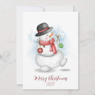 Aquarell-Weihnachts-Schneemann-Grußkarte Einladung