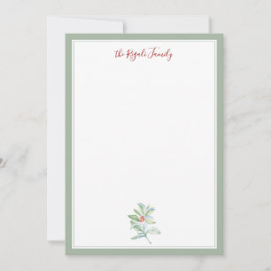 Aquarell-Weihnachts-Stechpalmen- und Beeren-Notenk Mitteilungskarte