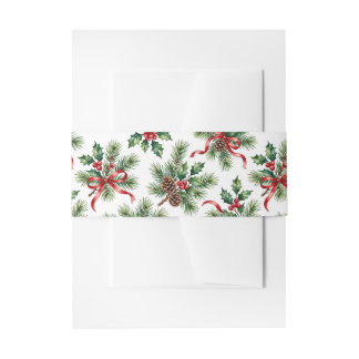 Aquarell-Weihnachts-Tannenzapfen- und Stechpalmenb Einladungsbanderole
