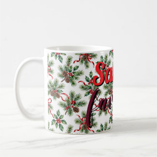 Aquarell-Weihnachts-Tannenzapfen und Stechpalmenba Kaffeetasse