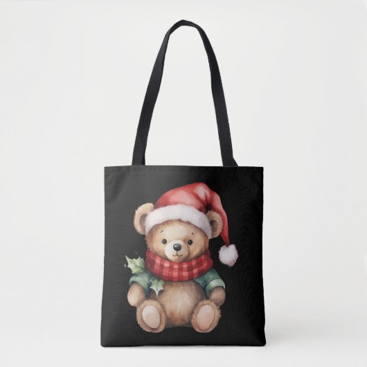 Aquarell-Weihnachts-Teddybär Tasche (Vorderseite)