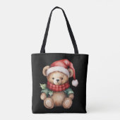 Aquarell-Weihnachts-Teddybär Tasche (Rückseite)