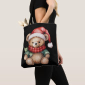 Aquarell-Weihnachts-Teddybär Tasche (Von Nahem)