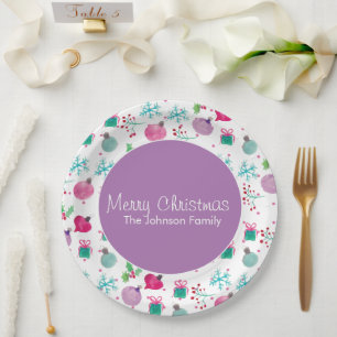 Aquarell-Weihnachts-Themen-Handbemaltes Muster Pappteller