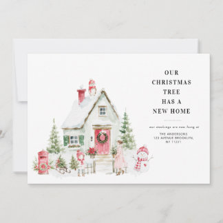 Aquarell-Weihnachts-Umzugsankündigung für Zuhause Feiertagskarte