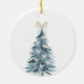 Aquarell Weihnachtsbaum Bow Unsere ersten Weihnach Keramik Ornament (Hinten)