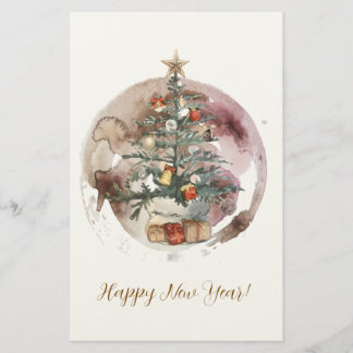 Aquarell-Weihnachtsbaum Briefpapier