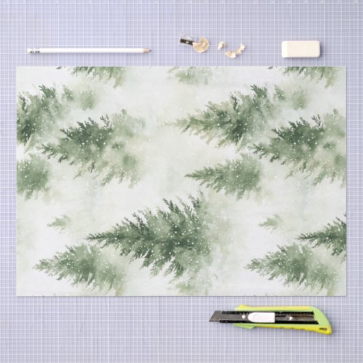 Aquarell-Weihnachtsbaum-Feiertagsmuster Seidenpapier (Handwerk)