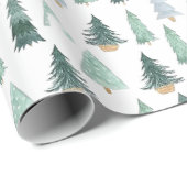 Aquarell-Weihnachtsbaum-Geschenkpapier Geschenkpapier (Rolleneckpunkt)