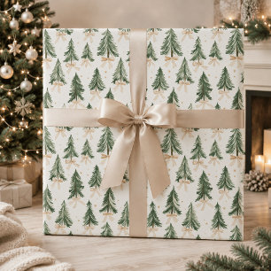 Aquarell-Weihnachtsbaum-Geschenkpapier Geschenkpapier