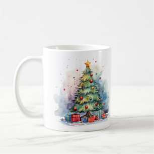 Aquarell-Weihnachtsbaum Kaffeetasse