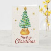 Aquarell-Weihnachtsbaum Karte (Gelbe Blume)