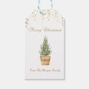 Aquarell-Weihnachtsbaum, Konfetti Geschenkanhänger