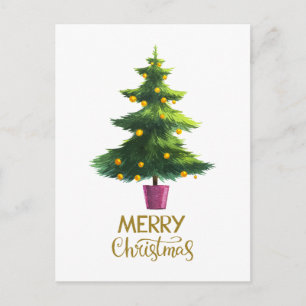 Aquarell-Weihnachtsbaum mit Ornamenten Postkarte