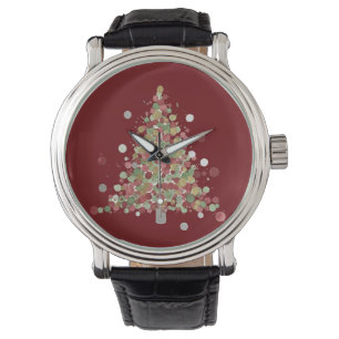 Aquarell-Weihnachtsbaum mit Punkten Armbanduhr