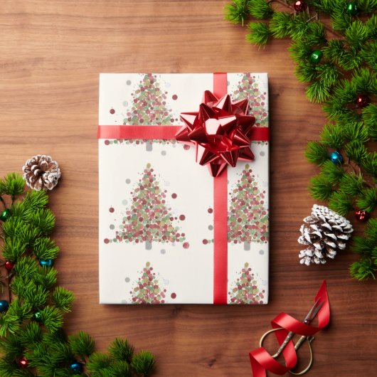 Aquarell-Weihnachtsbaum mit Punkten Geschenkpapier (Feiertagsgeschenk)