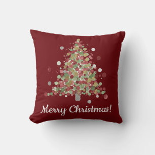 Aquarell-Weihnachtsbaum mit Punkten Kissen