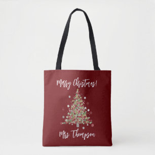 Aquarell-Weihnachtsbaum mit Punkten Lehrer Tasche