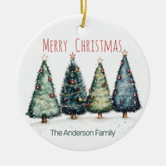 Aquarell-Weihnachtsbaum-Ornament | Benutzerdefinie Keramik Ornament