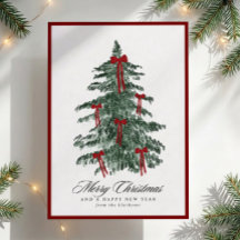 Aquarell-Weihnachtsbaum-Rote-Schleifen-Feiertagska