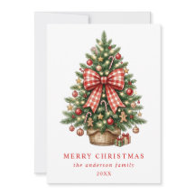 Aquarell-Weihnachtsbaum Roter Gingham-Schleifen-Fo