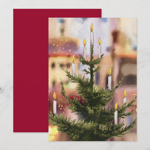 Aquarell-Weihnachtsbaum vintage Feiertagskarte