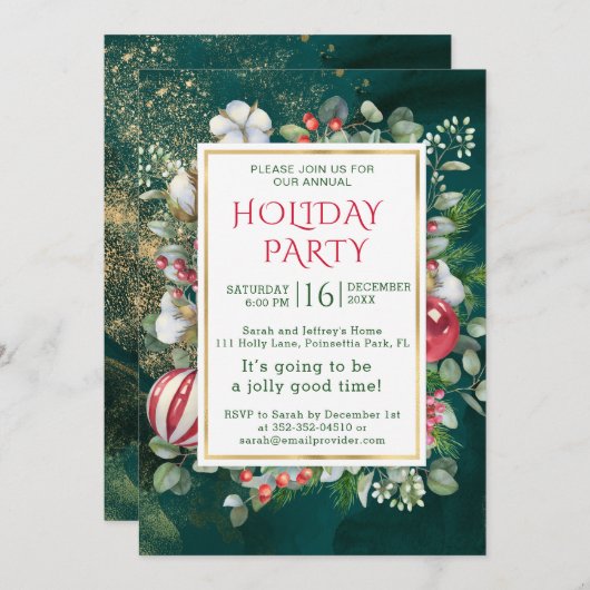 Aquarell, Weihnachtsbaumchen, Eukalyptus Einladung (Vorne/Hinten)