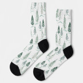 Aquarell-Weihnachtsbäume. Winterwald. Socken (Linkes Detail)