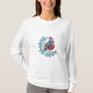 Aquarell-Weihnachtsblauer Vogel auf Mond T-Shirt