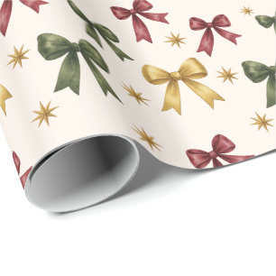 Aquarell-Weihnachtsbögen Burgunderrot Grün Gold Geschenkpapier